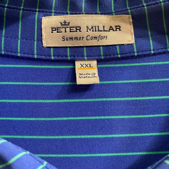 Peter Millar Summer Comfort Navy Striped Polo Shirt xxl - Picture 2 of 12